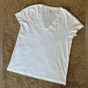 NWT J. Crew cotton slub white tee tshirt vneck XL